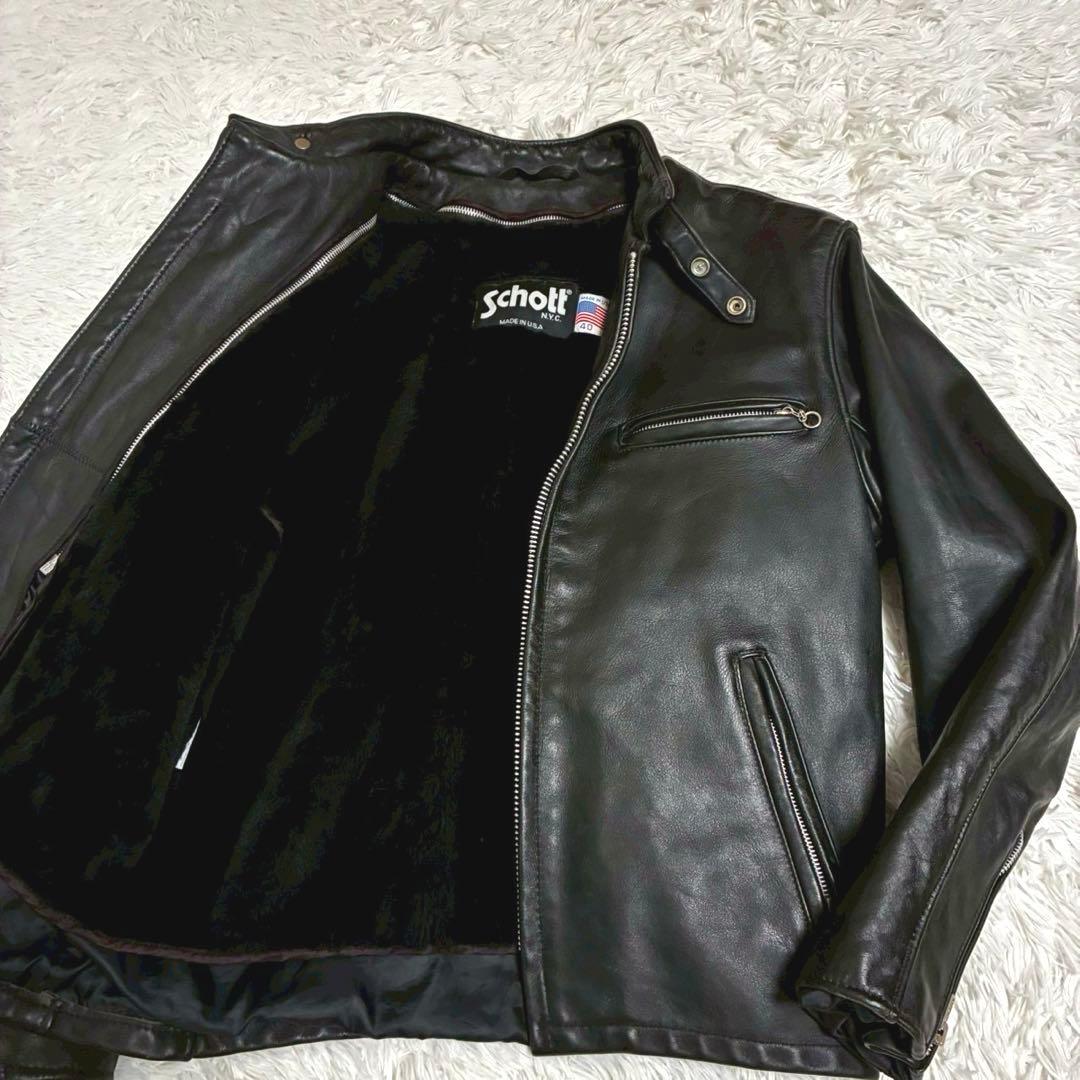 希少XL ショット 641 シングル ライダースジャケット ボアライナー 40