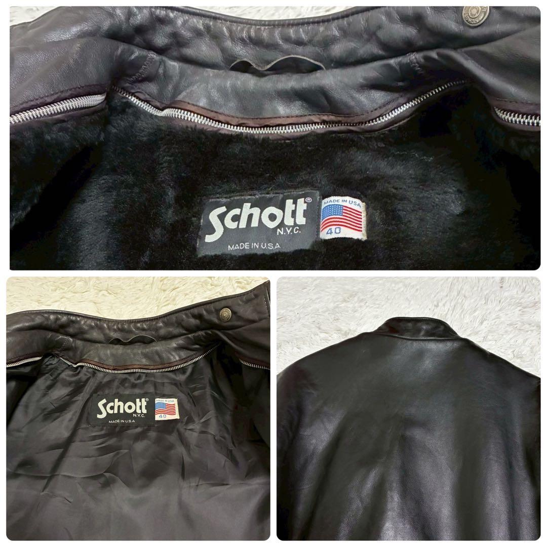 希少XL ショット 641 シングル ライダースジャケット ボアライナー 40