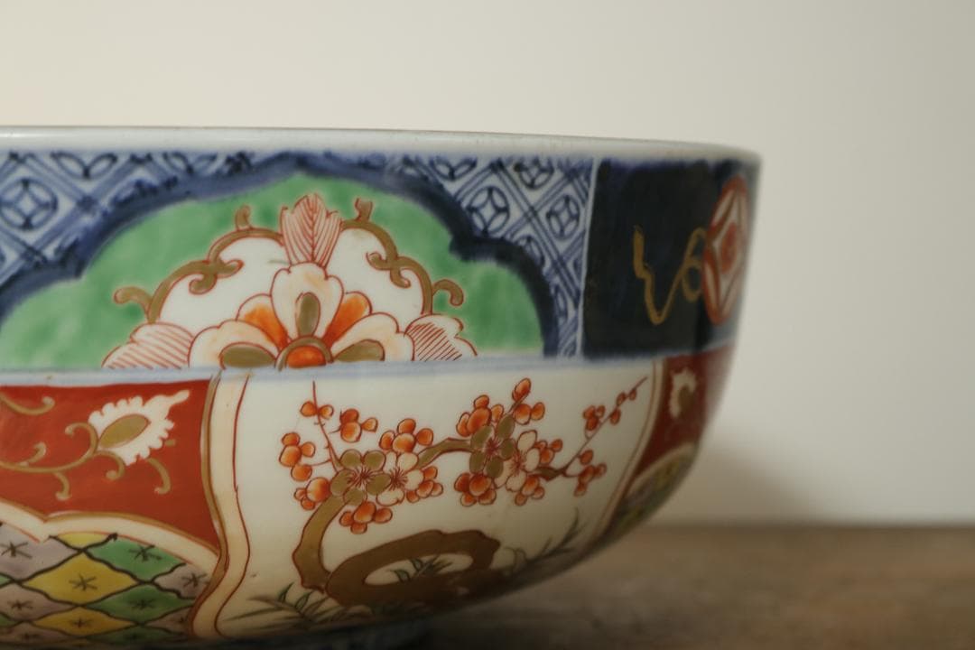 旧家屋蔵出 冨貴長春 伊万里 大鉢 色絵 錦手 菓子鉢 骨董品
