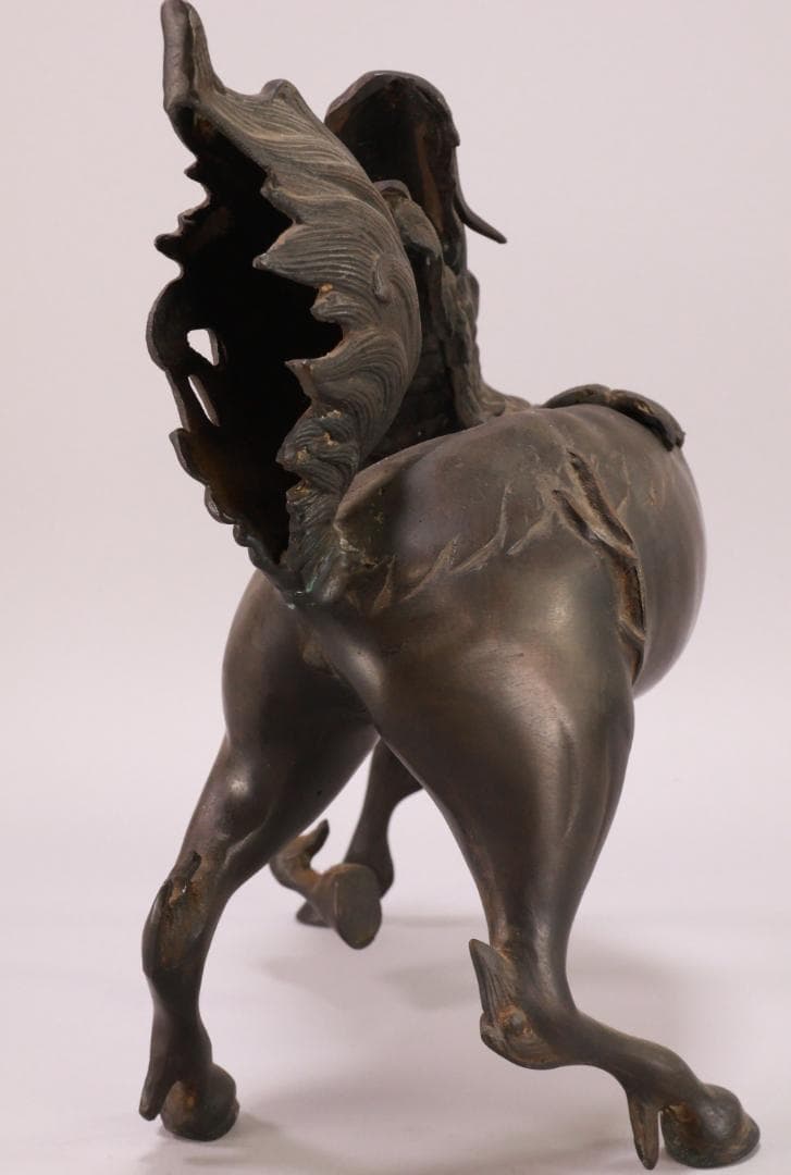 古美術品　時代　古銅　麒麟形香炉　高29.5㎝　神獣 置物 金属工芸 BJ164