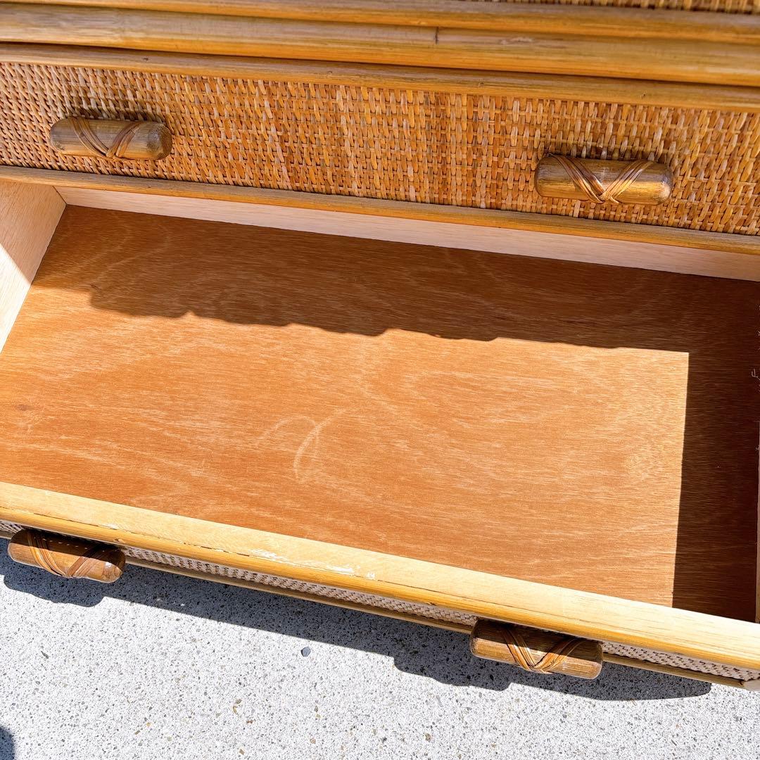 【希少家具】ラタン 籐 6段チェスト タンス ヴィンテージ