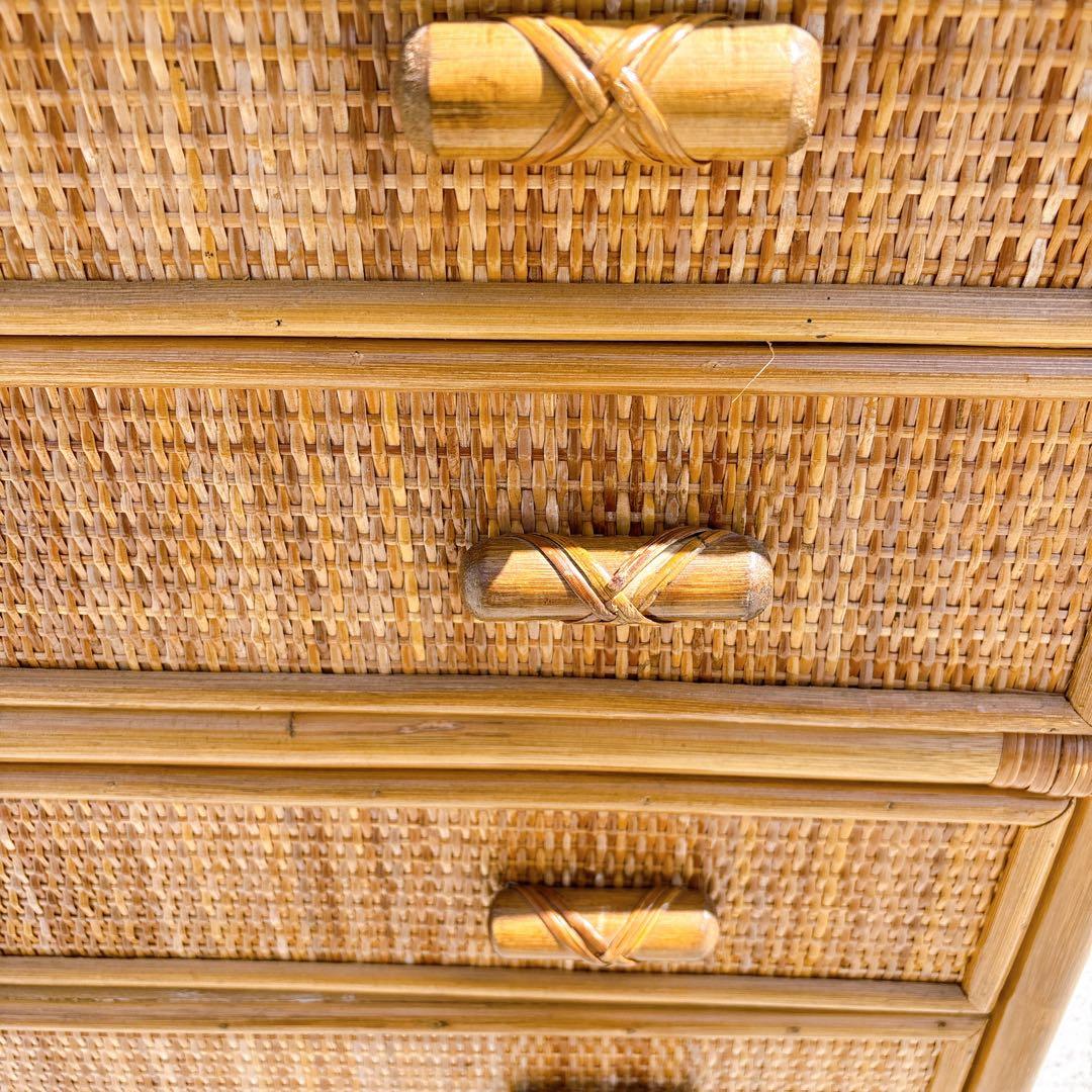 【希少家具】ラタン 籐 6段チェスト タンス ヴィンテージ
