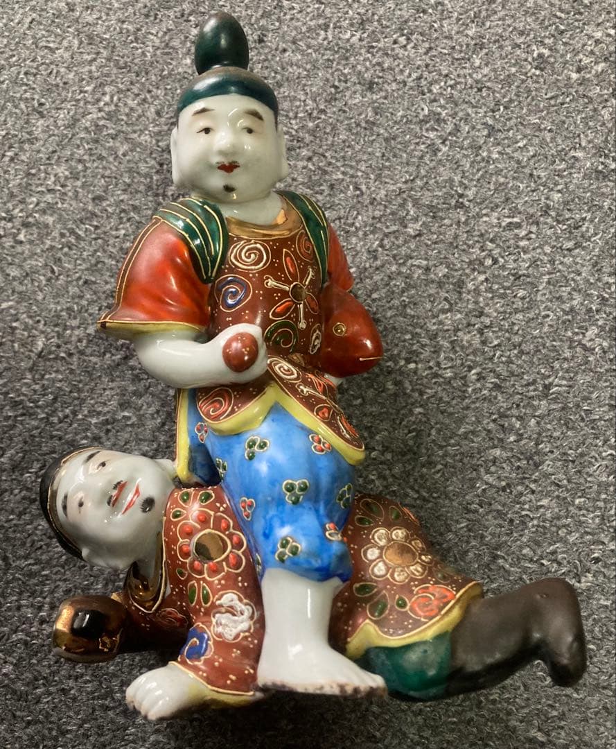 完全ジャンク品 九谷 えびす大黒 遊戯像