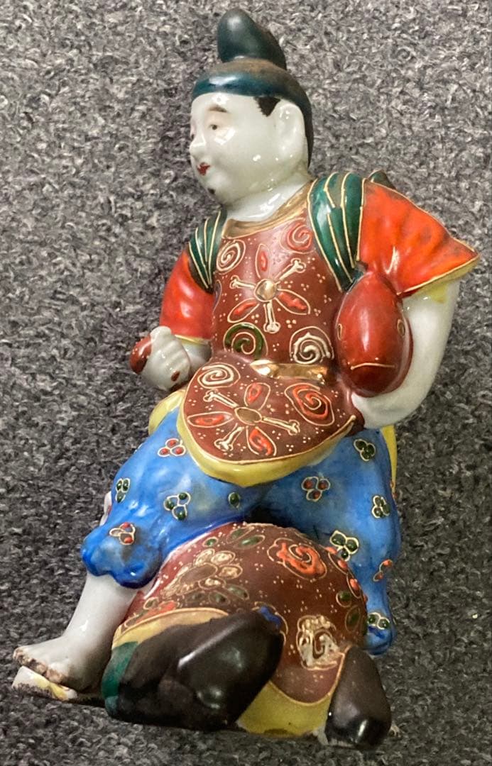 完全ジャンク品 九谷 えびす大黒 遊戯像