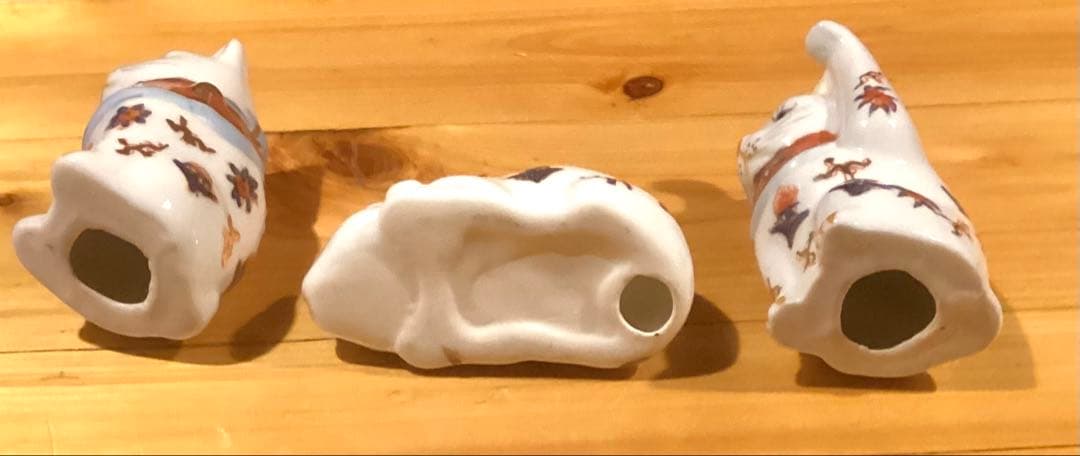 【美品】左右招き猫　眠り猫3点セット　骨董　陶器　置物　工芸品　美術品　伊万里焼