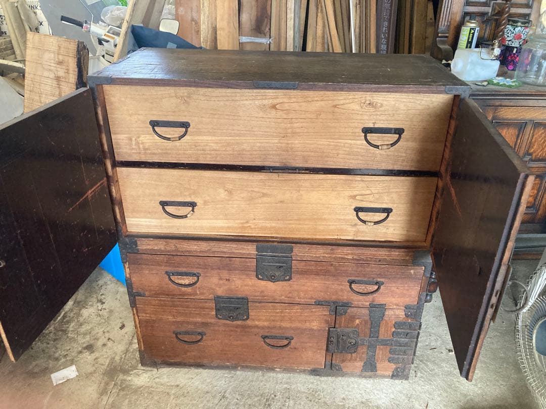 江戸後期から明治　福島桐箪笥　商家箪笥　上下2段