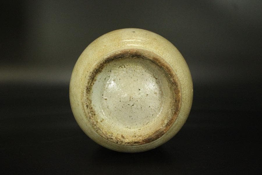 骨董 李朝 白磁 雨漏り手 瓶 時代物(A444)