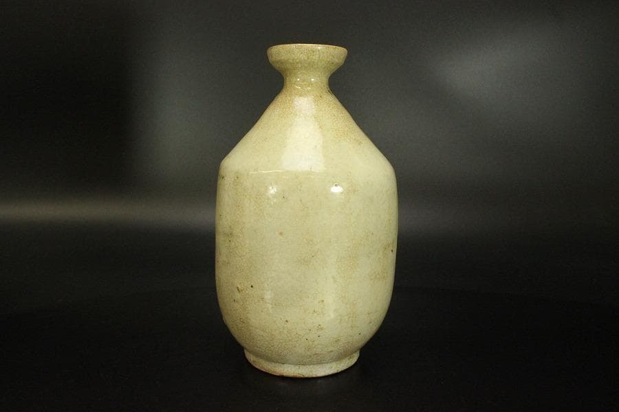 骨董 李朝 白磁 雨漏り手 瓶 時代物(A444)