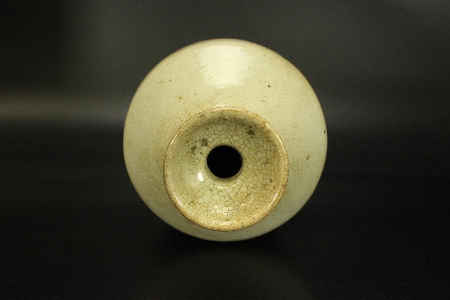 骨董 李朝 白磁 雨漏り手 瓶 時代物(A444)