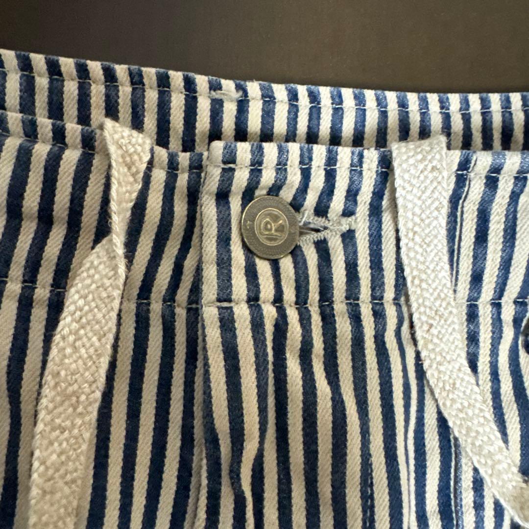 45R モンプデニムの908ベイカーパンツ　ヒッコリー柄