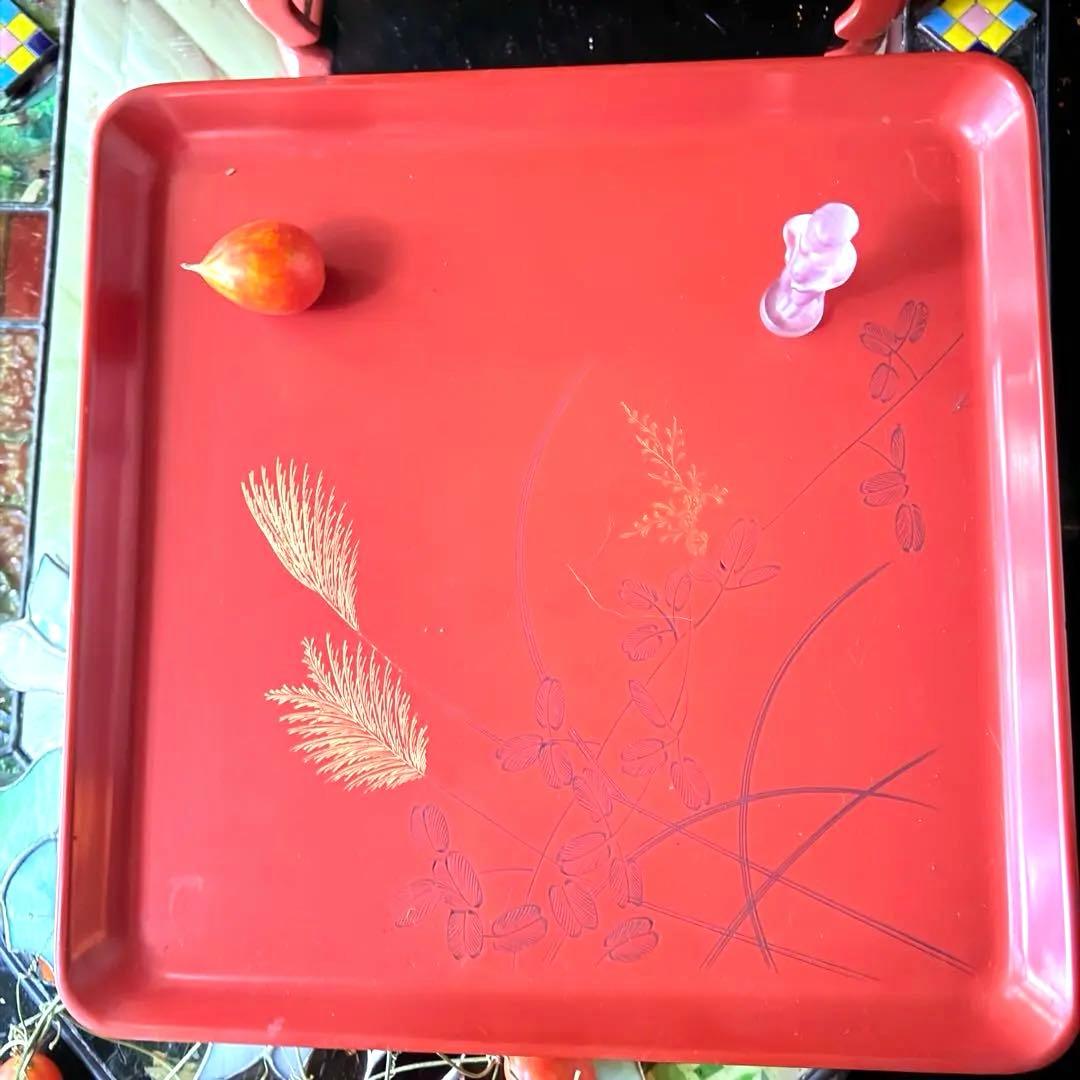 2209様感謝‼️特別価格‼️節目JAPAN GOZENGOLDすすき沈金朱御膳5客