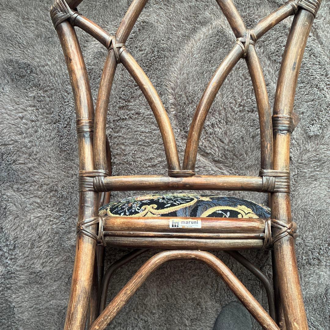 マルニ製　ラタン花柄クッション付き椅子 アンティーク　1脚