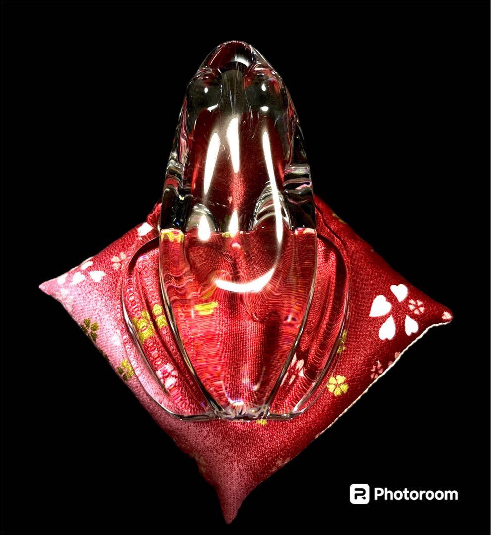 【美品】【縁起物】バカラ Baccarat カエル 置物 ペーパーウェイト