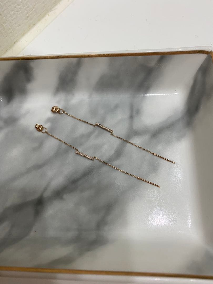 lilas リラ クロスダイヤUチェーンピアスK10 天然ダイヤモンド