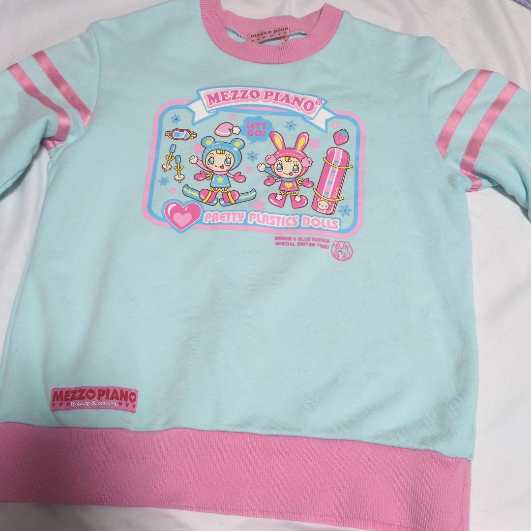 メゾピアノ　平成レトロ　Y2Kトレーナー　М　ベリエちゃん　水色　ピンク