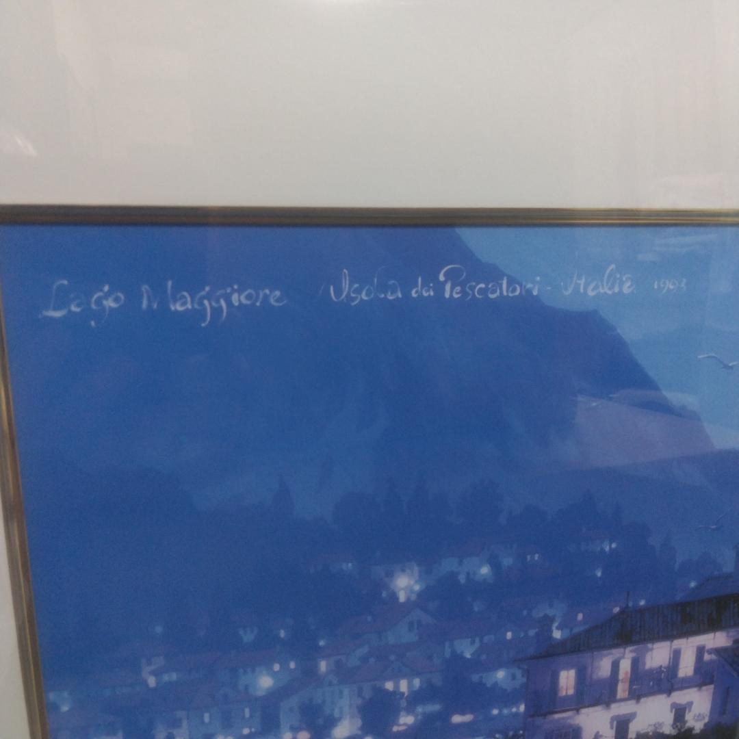 シルバーナイト(R)　笹倉鉄平　ラゴ・マジョーレ　中古　額装アートポスター