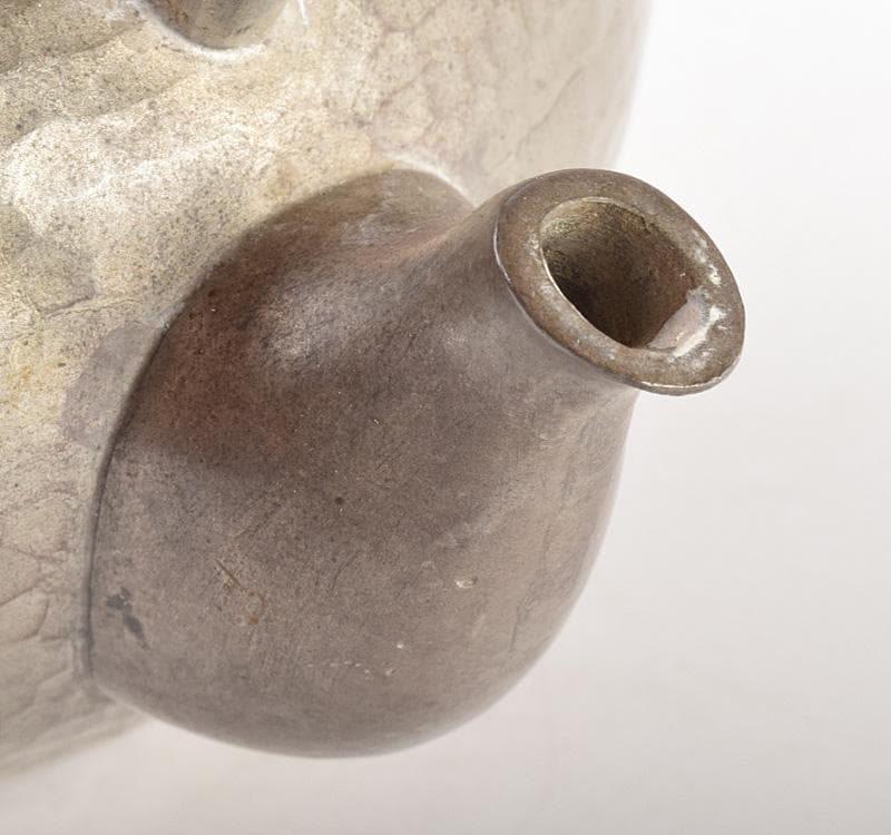 煎茶道具　純錫　鎚目　湯沸　急須　在銘　M　R4921