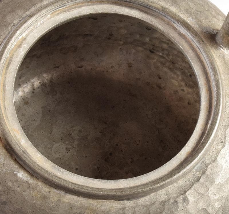 煎茶道具　純錫　鎚目　湯沸　急須　在銘　M　R4921