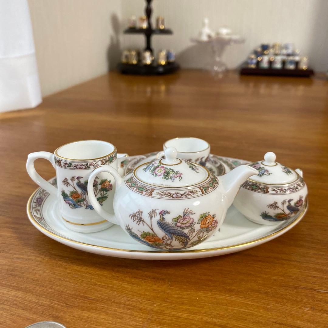 ウェッジウッド クタニクレーン　ミニチュア　ティーセット　孔雀　シノワズリ