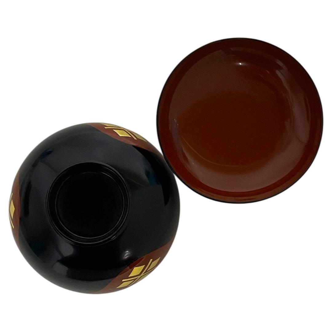 未使用品　秀衡塗　丸三漆器　蓋付き　汁椀　5客セット　25カ124
