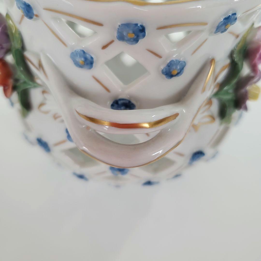 ☆希少　ドレスデン　ドイツ　磁器製　　ヴィンテージ　格子花瓶　高さ12cm