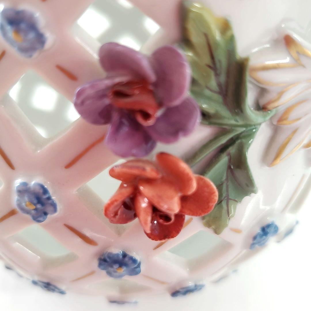 ☆希少　ドレスデン　ドイツ　磁器製　　ヴィンテージ　格子花瓶　高さ12cm