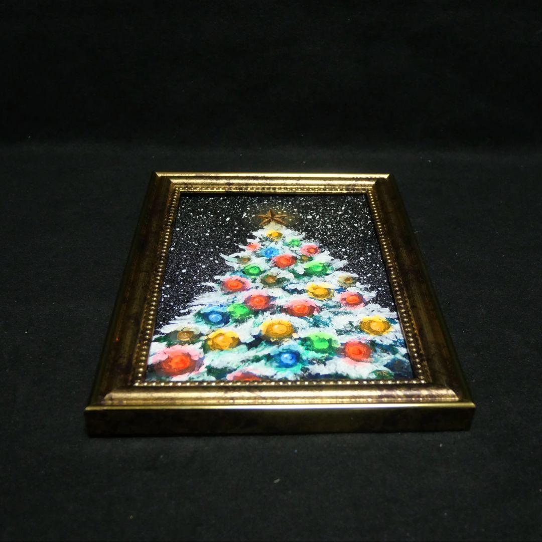 【雪のクリスマスツリー】絵画 油彩 油彩画 絵 油絵