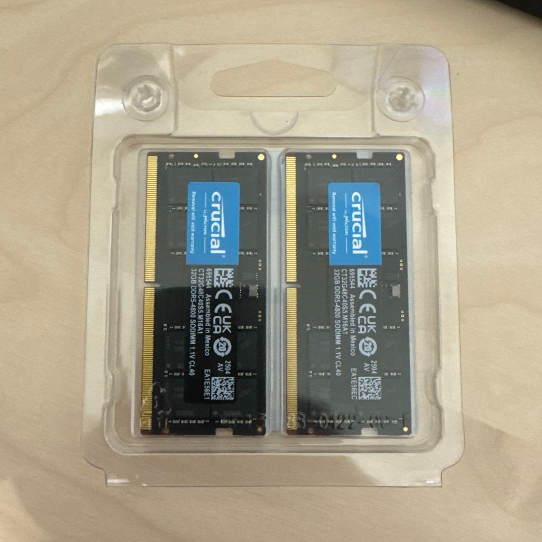 【新品・未開封】Crucial DDR5-4800 64GB(32GB×2)