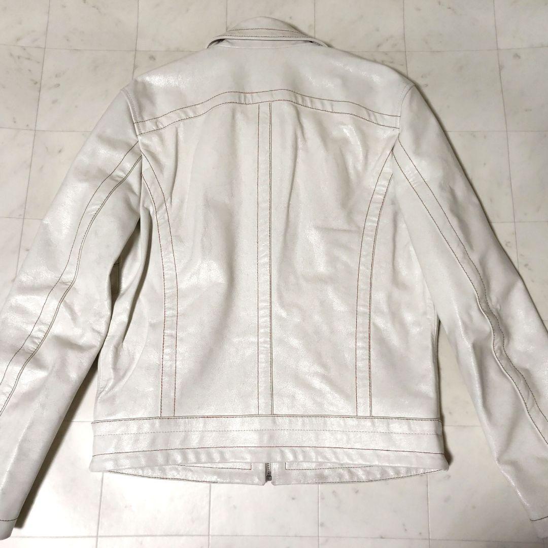 DIESEL 中華新年モデル クラック加工 ホワイト レザー ジャケット