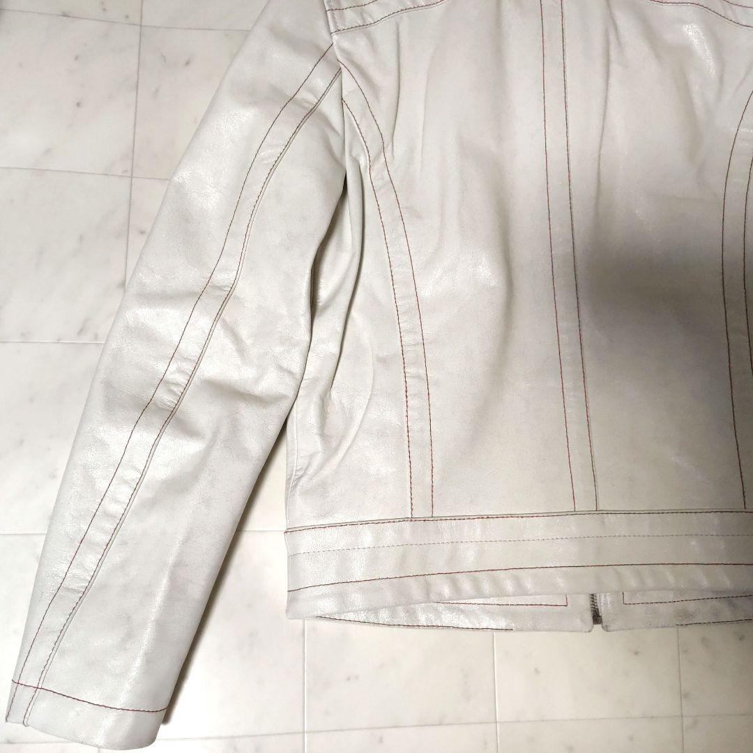 DIESEL 中華新年モデル クラック加工 ホワイト レザー ジャケット