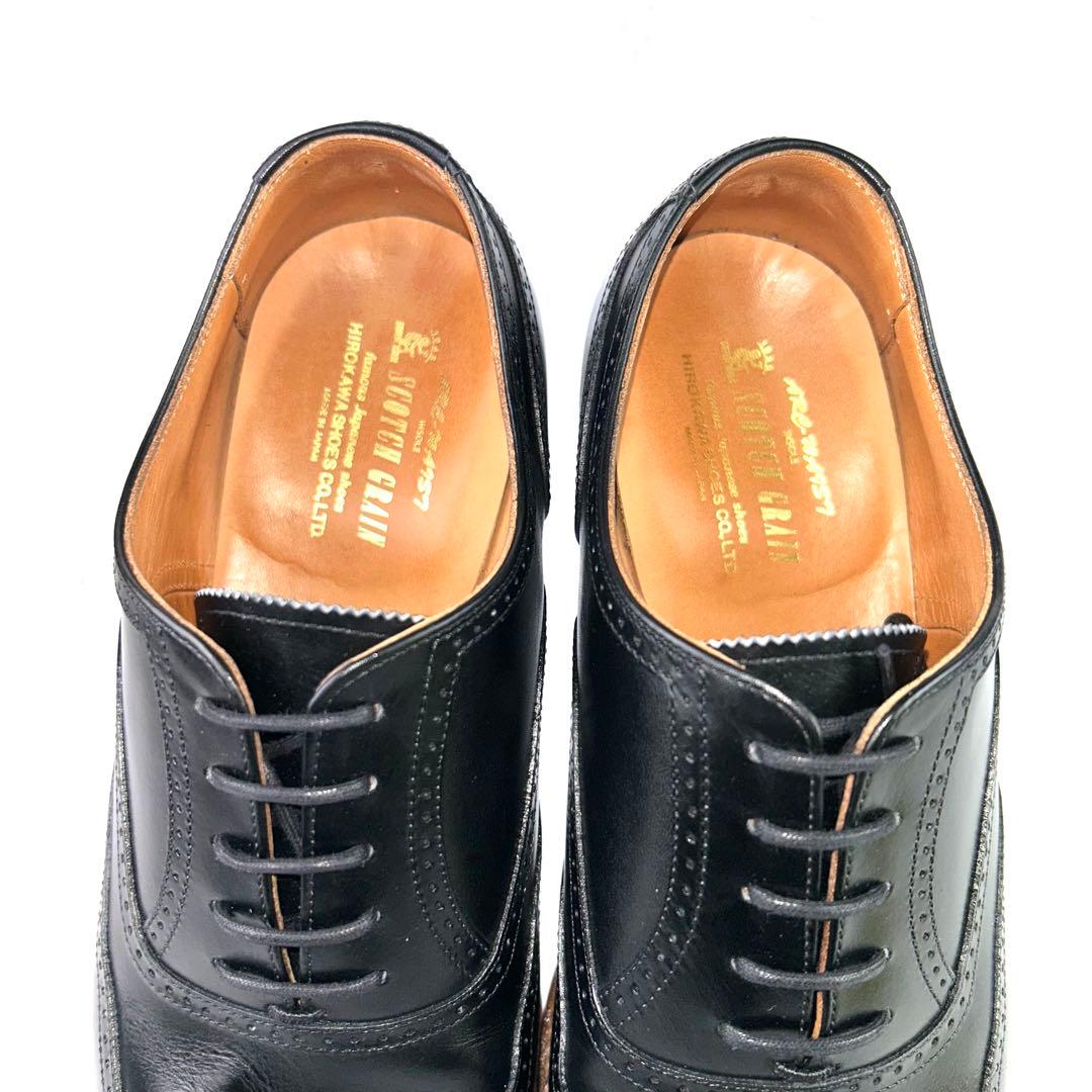 ✨極美品✨ スコッチグレイン ウィングチップ メダリオン 黒 24.5 3E