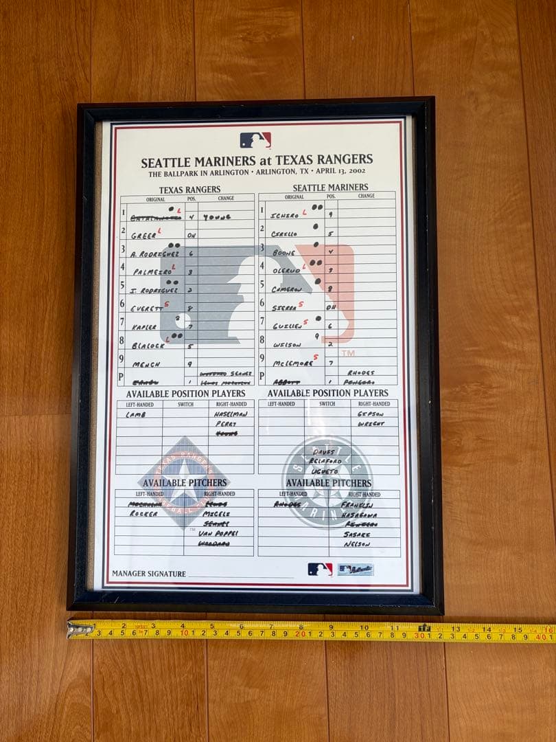 2002年 マリナーズ ラインアップ　カード　イチロー 佐々木　長谷川　Aロッド