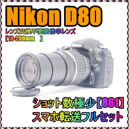 【ショット数861】Nikon D80　高倍率レンズ、フルセット、スマホ転送⭐