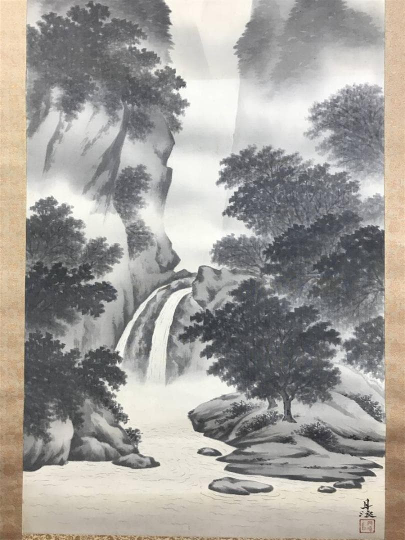 【真作】丹浪/仙峰雲渓図/山水図/掛軸/名家伝来/AD-773