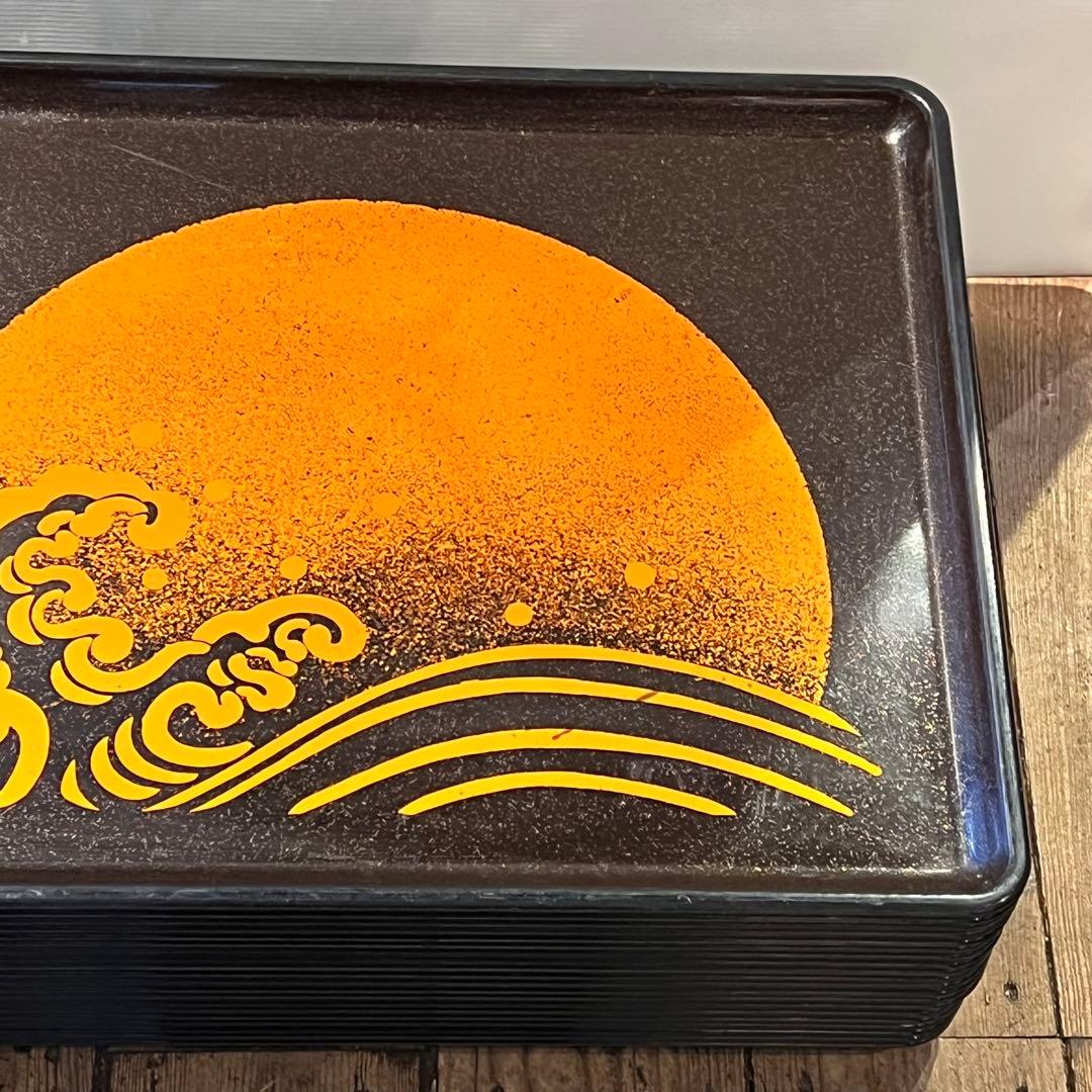 ③波　太陽　月　黒盆　和風　20枚　おまとめ　懐石　旅館　昭和レトロ