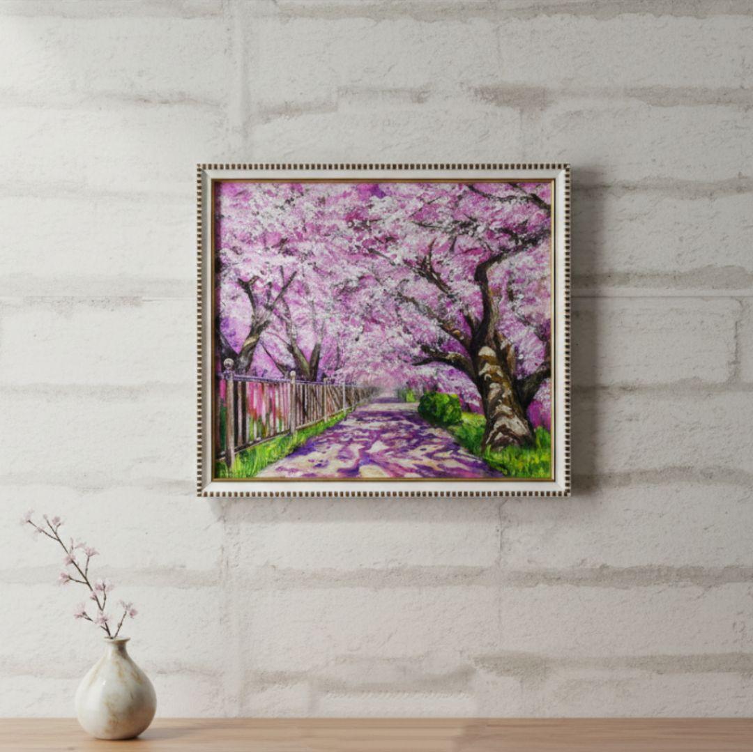 油絵 油彩 油彩画 絵 絵画 【春のトンネル】