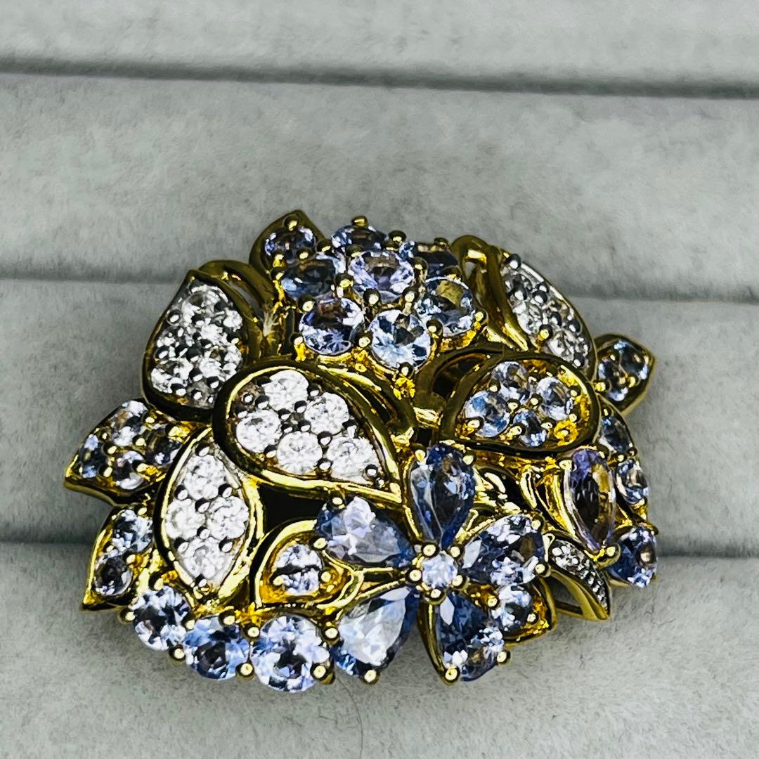 【美品】gstv ジュエリー　タンザナイト ホワイトジルコン リング　14号