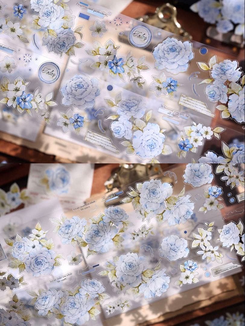 贝壳光 涧石蓝 ダイカット加工 5.5cm×6m 海外マスキングテープ