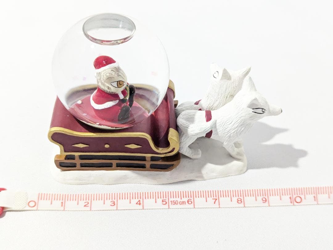 【未使用保管品】わちふぃーるど ダヤン 狼 クリスマス サンタ 陶器スノードーム