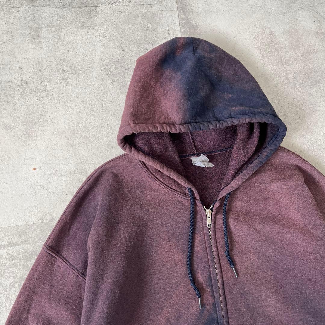 そ*ら様 一点物 Boro　鬼フェード　ボロ パーカー　ジップアップ　パープル×