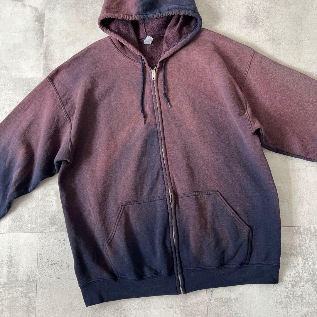 そ*ら様 一点物 Boro　鬼フェード　ボロ パーカー　ジップアップ　パープル×