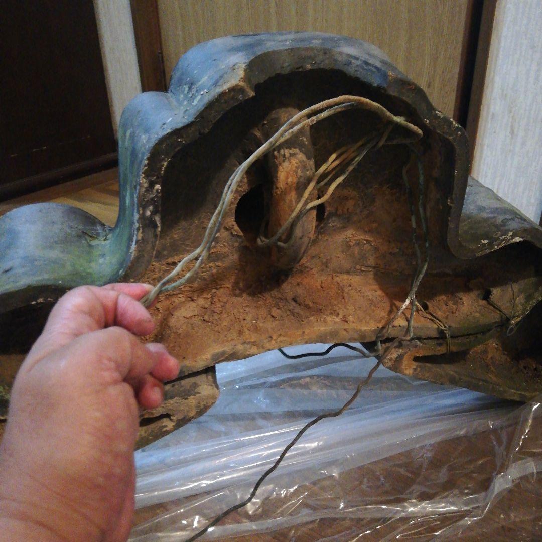 江戸時代大棟用大旧家時代宝珠大型サイズ横幅８０センチ高さ４５センチ古瓦当時物