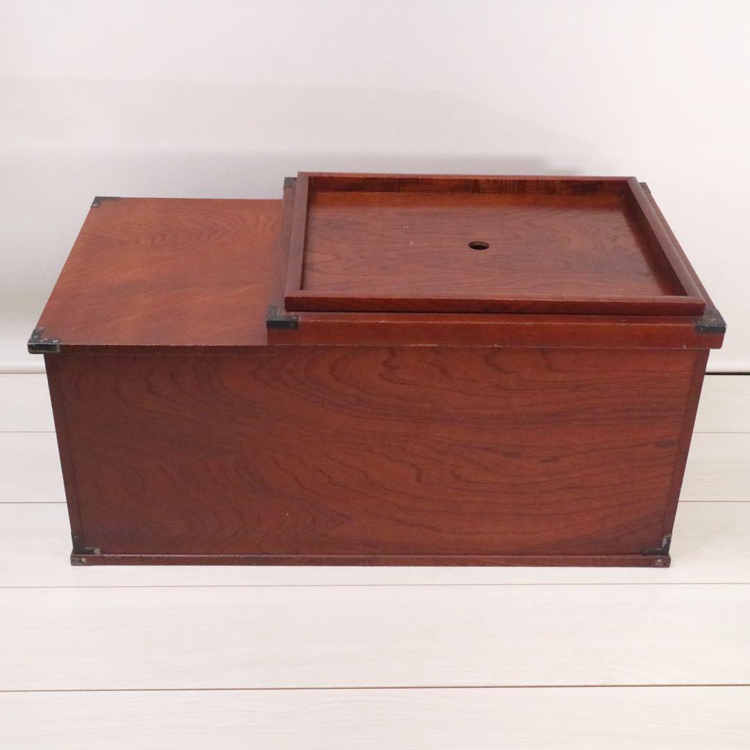 関東火鉢 火鉢 長火鉢 箱火鉢 レトロ 木製 アンティーク 古道具 灰付き