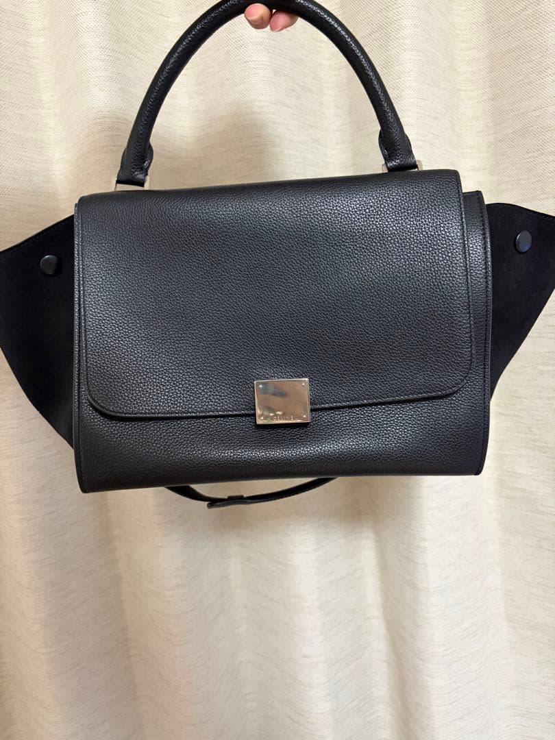 1/28まで出品 CELINE トラペーズ ブラックレザー ハンドバッグ