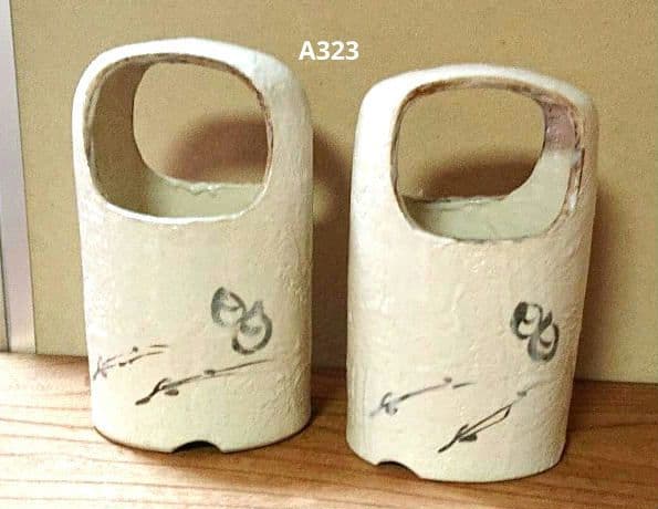 茶道具手焙一対持ち手付き陶器