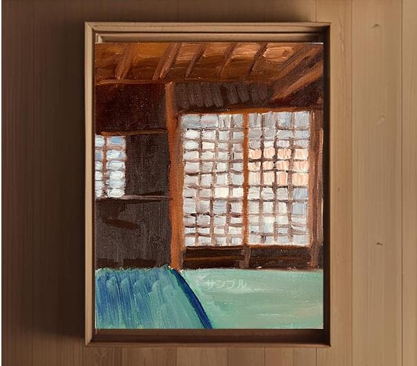 22×27㎝「朝の和室」油彩・原画・F3