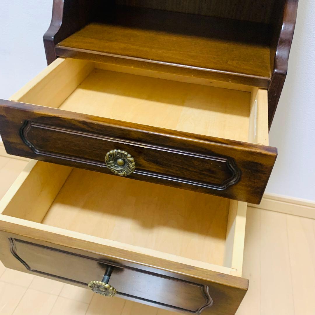 【美品】カリモク コロニアル 電話台 小引き出し4段　飾り台　花台　ヴィンテージ