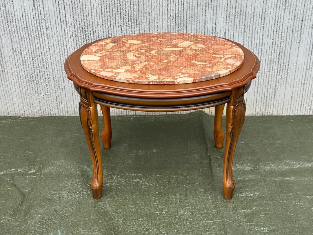 【サイドテーブル】木製　花台　飾り台　大理石　オケージョナルテーブル