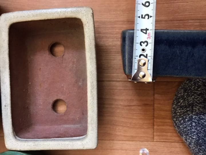 盆栽鉢　燿山③時代ミニ盆栽鉢燿山長方鉢2個セット山野草多肉植物サボテン植木鉢、