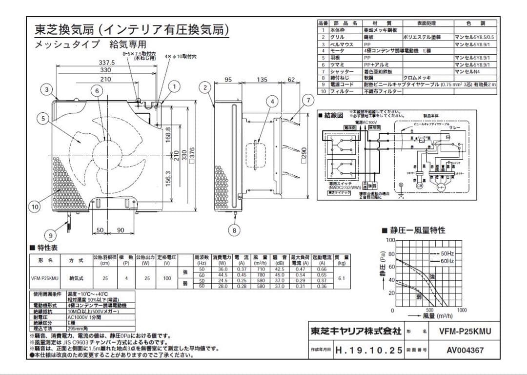 東芝　VFM-P25KMU インテリア有圧換気扇　新品未使用